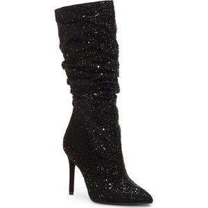 (LIKE NEW)Jessica Simpson JS-Lailee Women's Suede Sparkly Slouchy Mid-Calf Boots